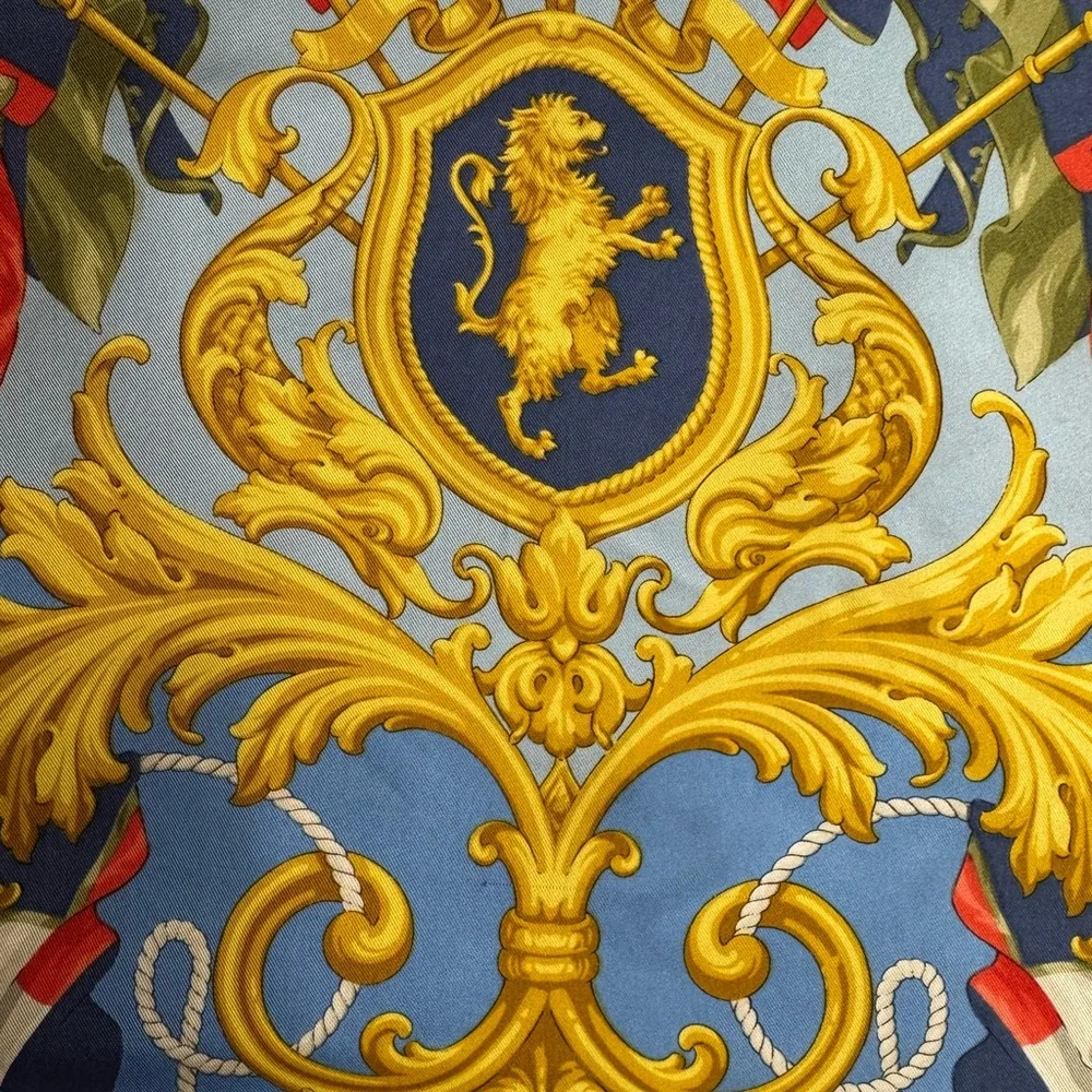 R di Ratti Italian Heraldry Banners motif silk scarf Made in Italy